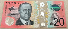 AA19 $20 First Prefix 2019 Lowe & Gaetjens polymer notes.
