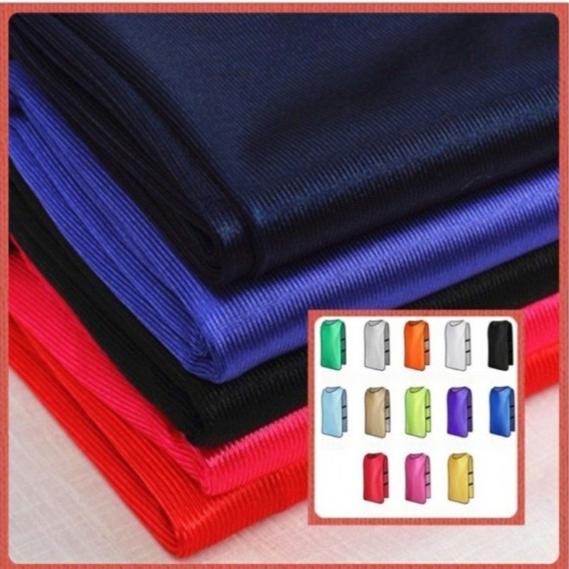 1Yard Glossy Plain Fabric Faux Silk Shiny Solid Striped DIY for Sewing T-shirt
