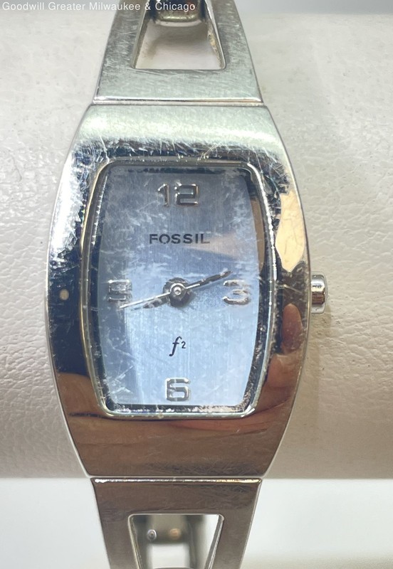 Women's Fossil Silver Tone Blue Dial Watch, 33.7g
