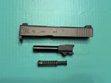 USED GLOCK 43 COMPLETE SLIDE BARREL GUIDE ROD SPRING SILVER 9MM NIGHT SIGHTS