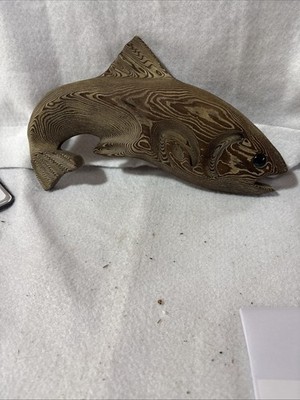 Hand-Carved Salmon Wooden Fish Sculpture(C17)