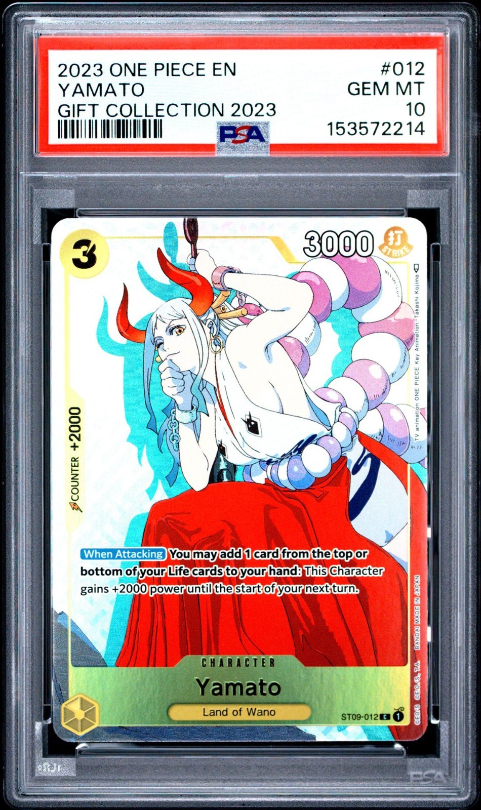 Colección de regalo de una pieza 2023 St09 #012 Yamato Promo PSA 10 GEMA como nueva