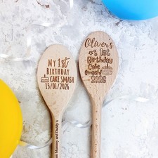 Personalised 1st Birthday Cake Smash Spoon / First bday Engraved Baby spoon 20cm