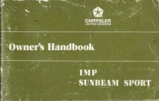 HILLMAN IMP and SUNBEAM IMP SPORT original 1974 owners handbook manual Chrysler