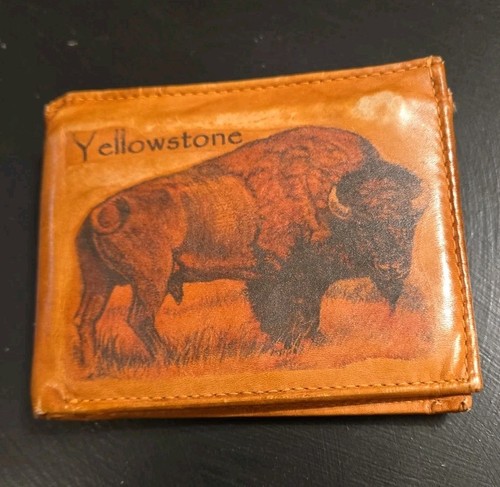 Yellowstone Soft Leather Wallet Bifold Buffalo Souvenir