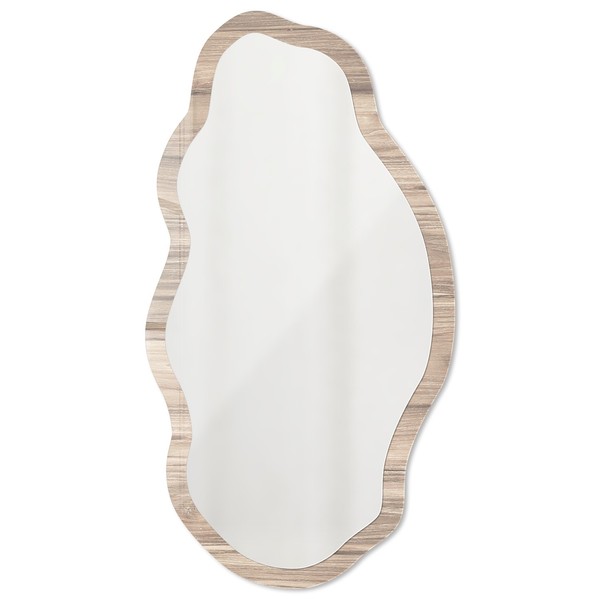 GanzköRperspiegel Wandspiegel Motivspiegel Dekospiegel HäNgespiegel Beiges Holz-image