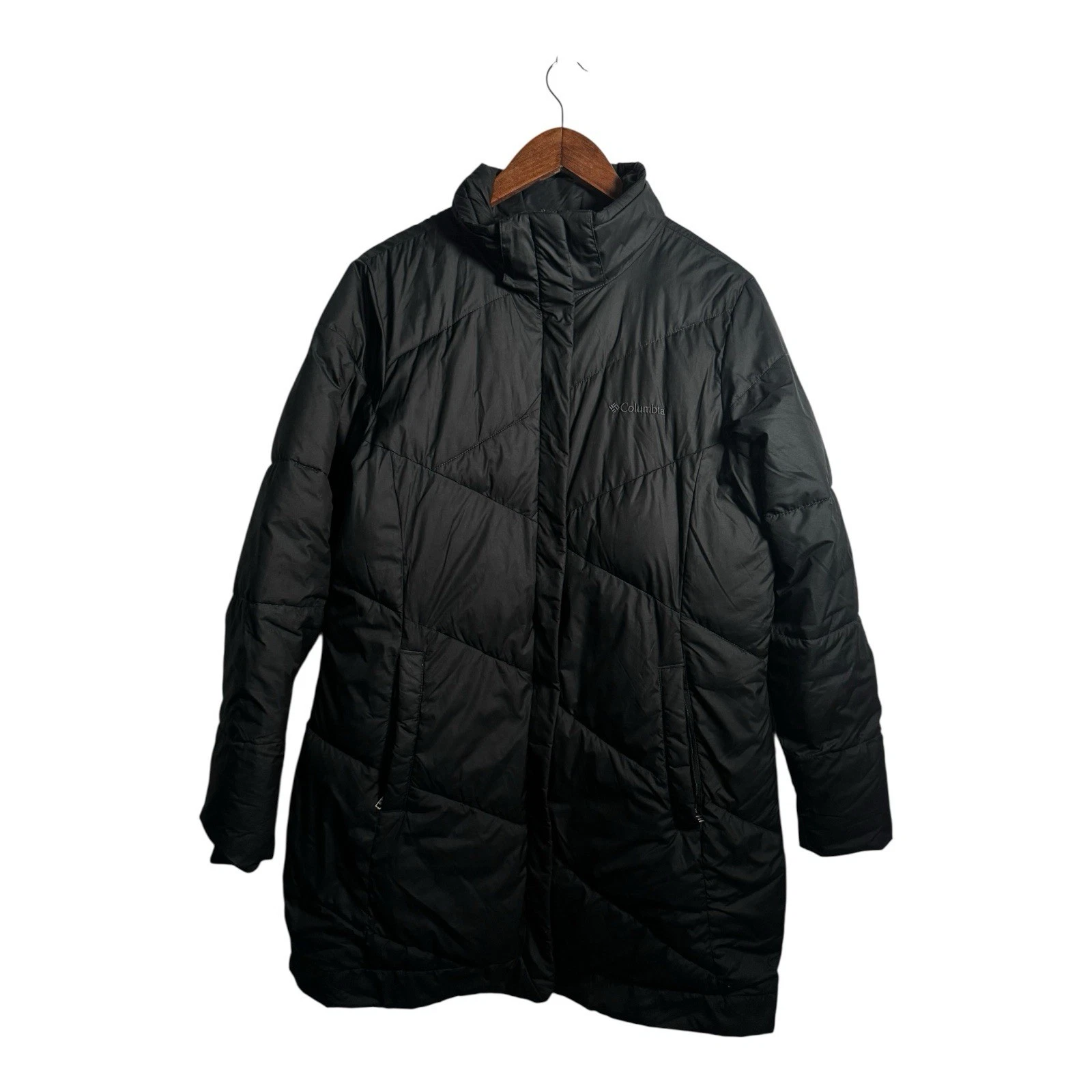 Columbia Womens Winter Jacket Black Puffer Coat Insulated Size L (0007)