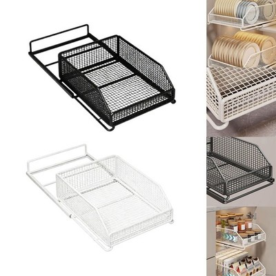 Ausziehbarer Schrank Organizer mit Gleitschienen, Mehrzweck platzsparend Auszug