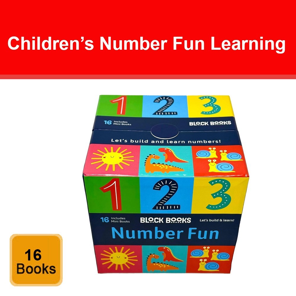 Children’s Number Fun Learning 16 Mini Books Collection Box Cube by Lake Press