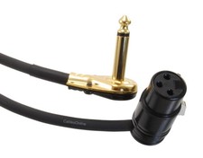 Low-Profile Right-Angle 3-Pin XLR Female to Right-Angle 1/4" TS Male Cable