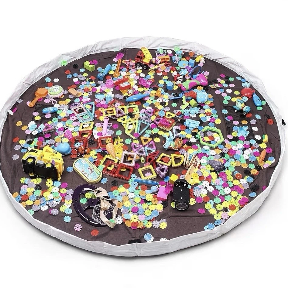 TOY Storage Bag Carry Sack Round Play Mat 60" Brown Drawstring