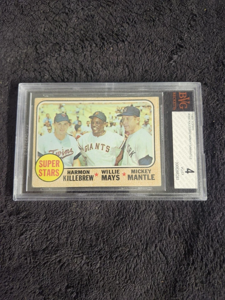 1968 Topps #490 Superstars Mantle Mays Killebrew graduado Beckett en muy buena condición-ex 4 HOFs Foto 2 de 4