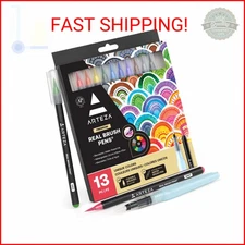 ARTEZA Real Brush Pens, 12 Watercolor Pens, Drawing Markers with Flexible Brush 