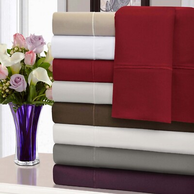1500 Thread Count 100% Cotton Solid 2 Piece Pillowcase Set King & Standard Size