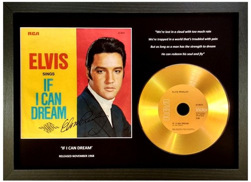 ELVIS PRESLEY 'IF I CAN DREAM' SIGNED GOLD DISC COLLECTABLE GIFT MEMORABILIA - Foto 2 di 2