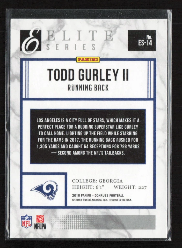 2018 Donruss #ES-14 Todd Gurley II The Elite Series Los Angeles Rams (T) - Image 2 of 2