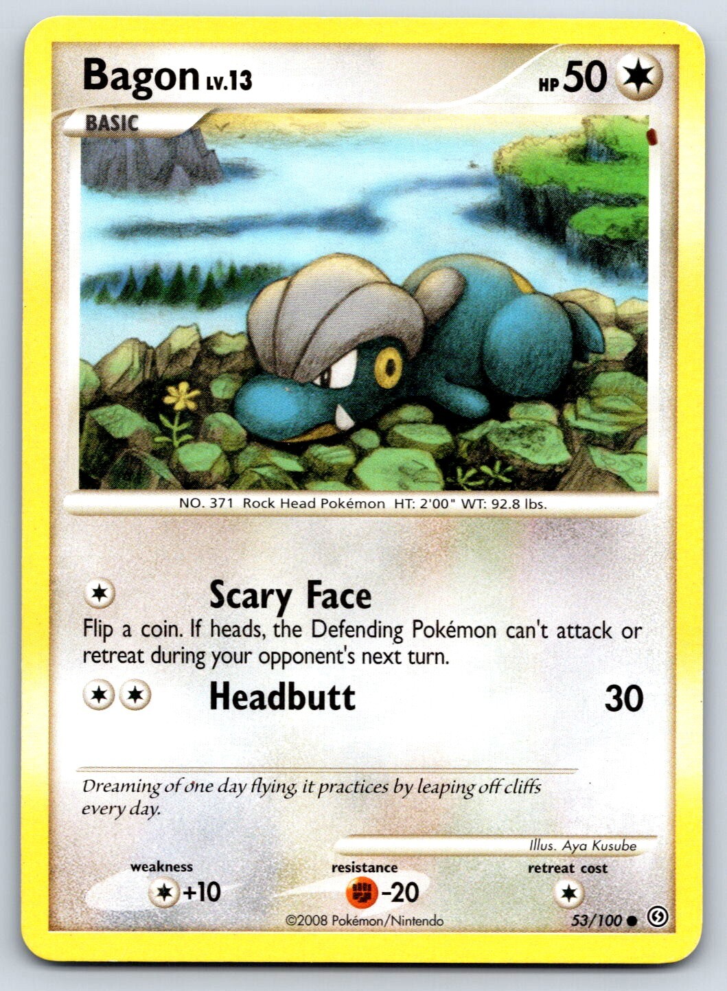 Bagon - DP Stormfront 53/100 Diamond Pearl Aya Kusube Pokemon Card LP