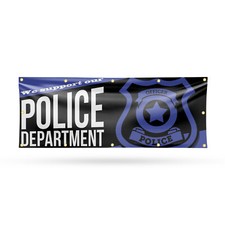 We Support our Police Department Vinyl Banner Sign with Metal Grommets