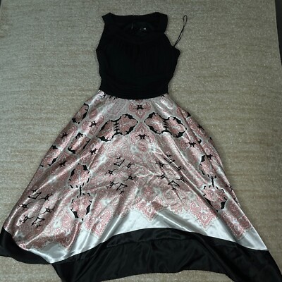 Melrose Dress Womens 4 Black Pink Brocade High Low Sleeveless Party Formal  | eBay