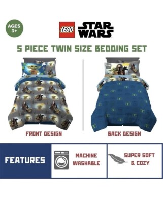 Lego Bedding Star Wars Mandalorian 5PC Twin Bed Set Reversible