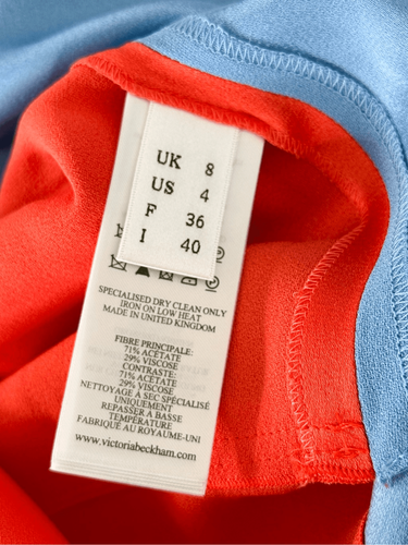 NWT Victoria Beckham Womens Colorblock Circle Draped Dress Blue & Orange Size 4 - Picture 12 of 13