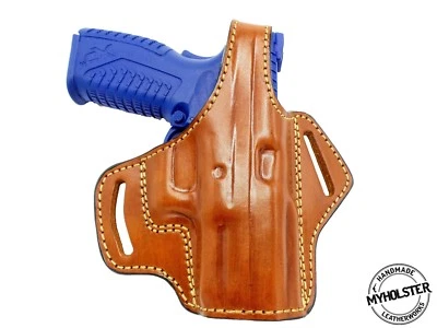 MYHOLSTER OWB Thumb Break Leather Belt Holster Fits Springfield XDM 9mm 3.8"