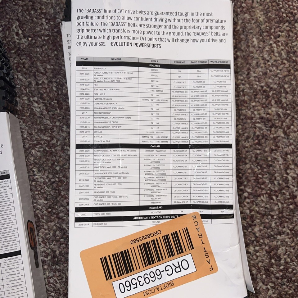 Evolution Powersports EVO Bad Ass World's Best Drive Belt CanAm