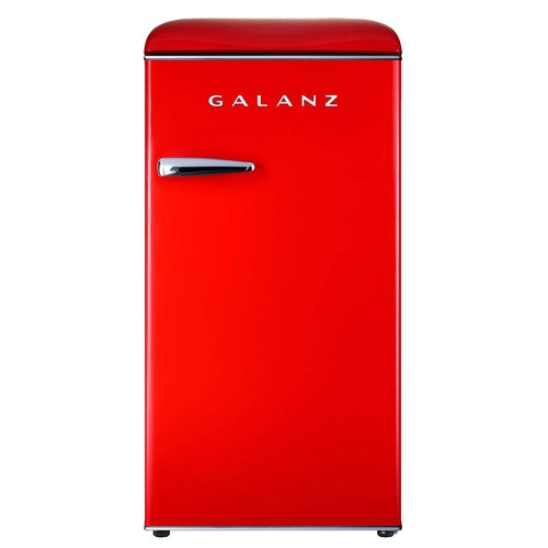 7.5 Cu. Ft. Retro Mini Fridge in Red with Rounded Corners and Top