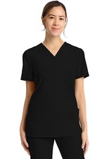 Cherokee Achieve Women's 2-Pocket V-Neck Top CK832 BLKN Black Free Ship
