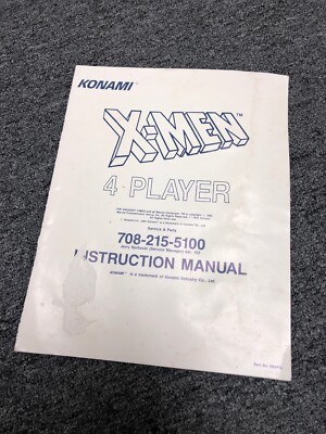 X-MEN Arcade Instruction Manual 4 Player