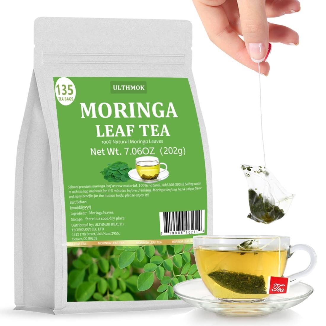 Moringa Tea 135Bags Pure Natural Moringa Leaves for Supporting Digestion Immune