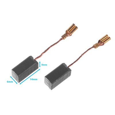 2pc Carbon Brushes 6 x 8 x 14mm Spare Part Electric Hammer Power Drill Graphite