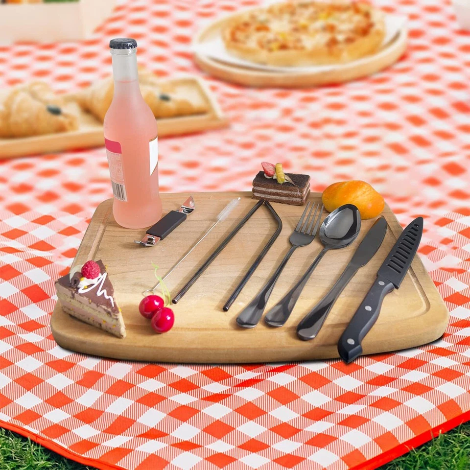 9Tlg Reisebesteck Camping Besteck To Go Edelstahl Outdoor Bestecktasche mit Etui - Bild 4 von 4