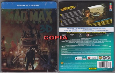 MAD MAX Fury Road Blu Ray 2 Dishi 3D + Blu ray STEELBOOK Audio Italienisch