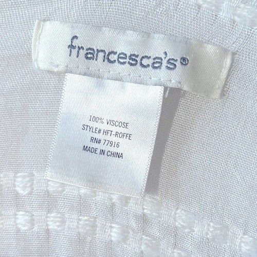 Francesca's Kimono Envolvente Mujer Talla Única Blanco Azul Bordado Rayas Verano - Imagen 3 de 11