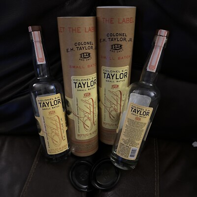 2 Colonel EH Taylor Small Batch Bourbon Empty Bottles Tube & Bottles - Unwashed
