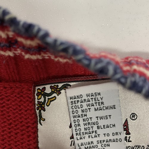 Maglione Tiara Donna Piccolo Full Zip Fair Isle Blu Rosso Cotone Rami Manica Lunga - Foto 8 di 10