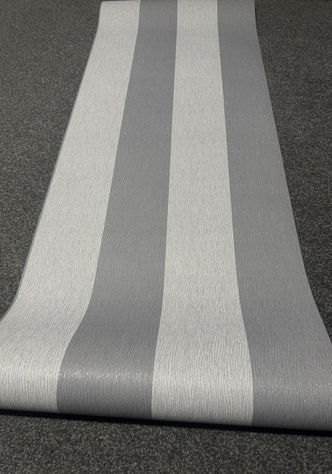 Holden Decor Silver Grey Glitter Stripe Wallpaper Clearance Price eBay