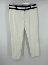 THE LIMITED Signature Stretch Pants White With Navy Trim Faux Pockets NWT