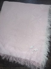 Vintage Super Soft Pink Girls Baby Blanket Pink And White Frills Woven Bow