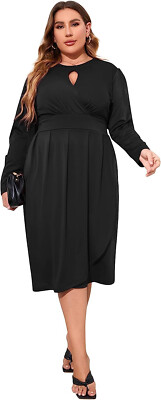 NWT $70 SIZE 3X PLUS SIZE BLACK Bodycon Dress Long Sleeve Cocktail Midi  Dress | eBay