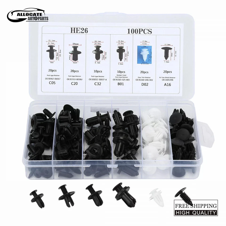 100X For Dodge Car Box Set Bumper Fender Liner Push Type Retainer Clips Fastener - Изображение 4 из 4