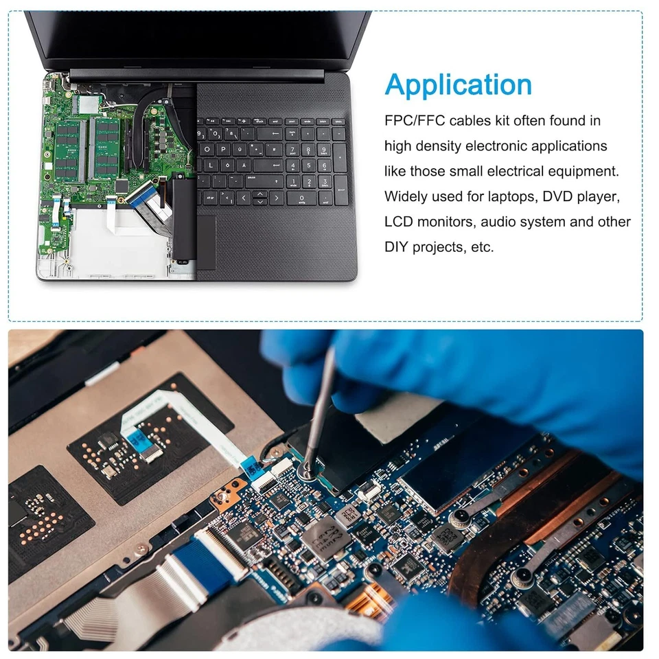 4 6 8 10 12 14 16 18 20 Pin 0.5mm/1mm Pitch FPC FFC Ribbon Flexible Flat Cable - Image 3 of 4