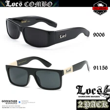 2 Pack "VATO" LOCS Sunglasses | BLACK Designer Gangster Cholo Lowrider OG Shades