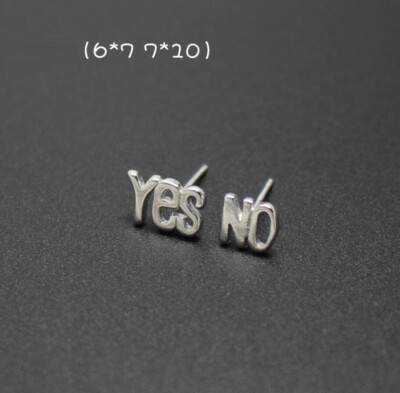 Super Adorable Silver SP *Yes No* Stud Earring