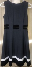 CALVIN KLEIN Women's Petite Sz 2P DRESS Sheath Sleeveless Color Block Gray Belt