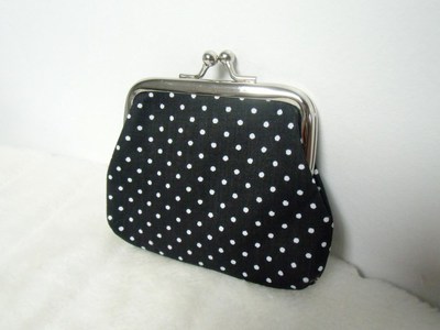 Geldbörse Retro Vintage Pinup Original Klick Knöpfe Schwarz Weiß Punkte