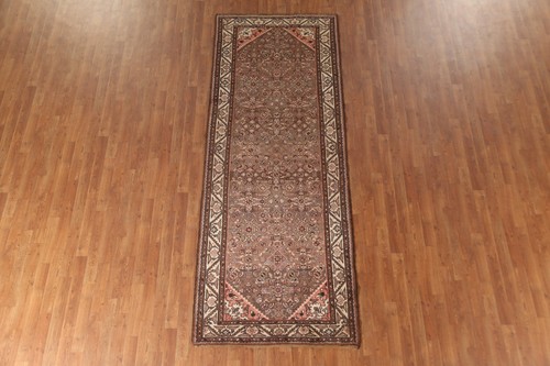 Geometrisch Braun Wolle Läufer Teppich 4x10 Handgeknüpft Vintage Traditionell Nomadenteppich - Bild 3 von 21