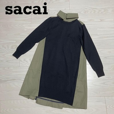 sacai Knit Coat Dress featuring a combination of different materials.