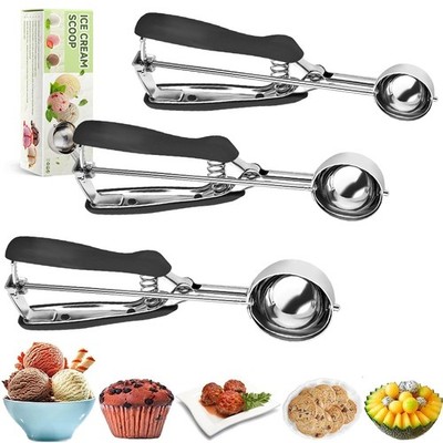 Eisportionierer Set 3 Größen 4/5/6cm Silikon Griff Spülmaschinenfest Portioniere